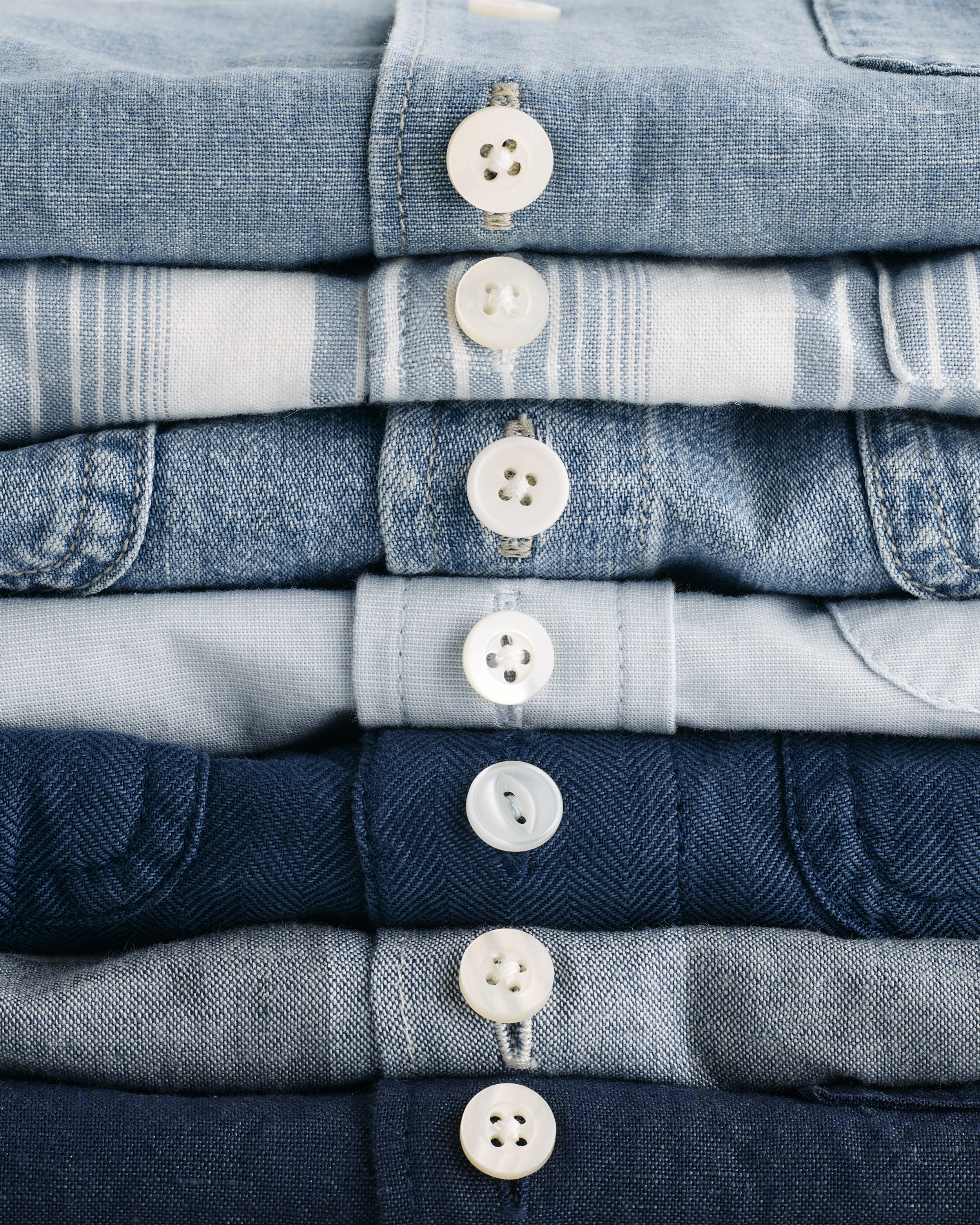 Blue shirt assortment detail